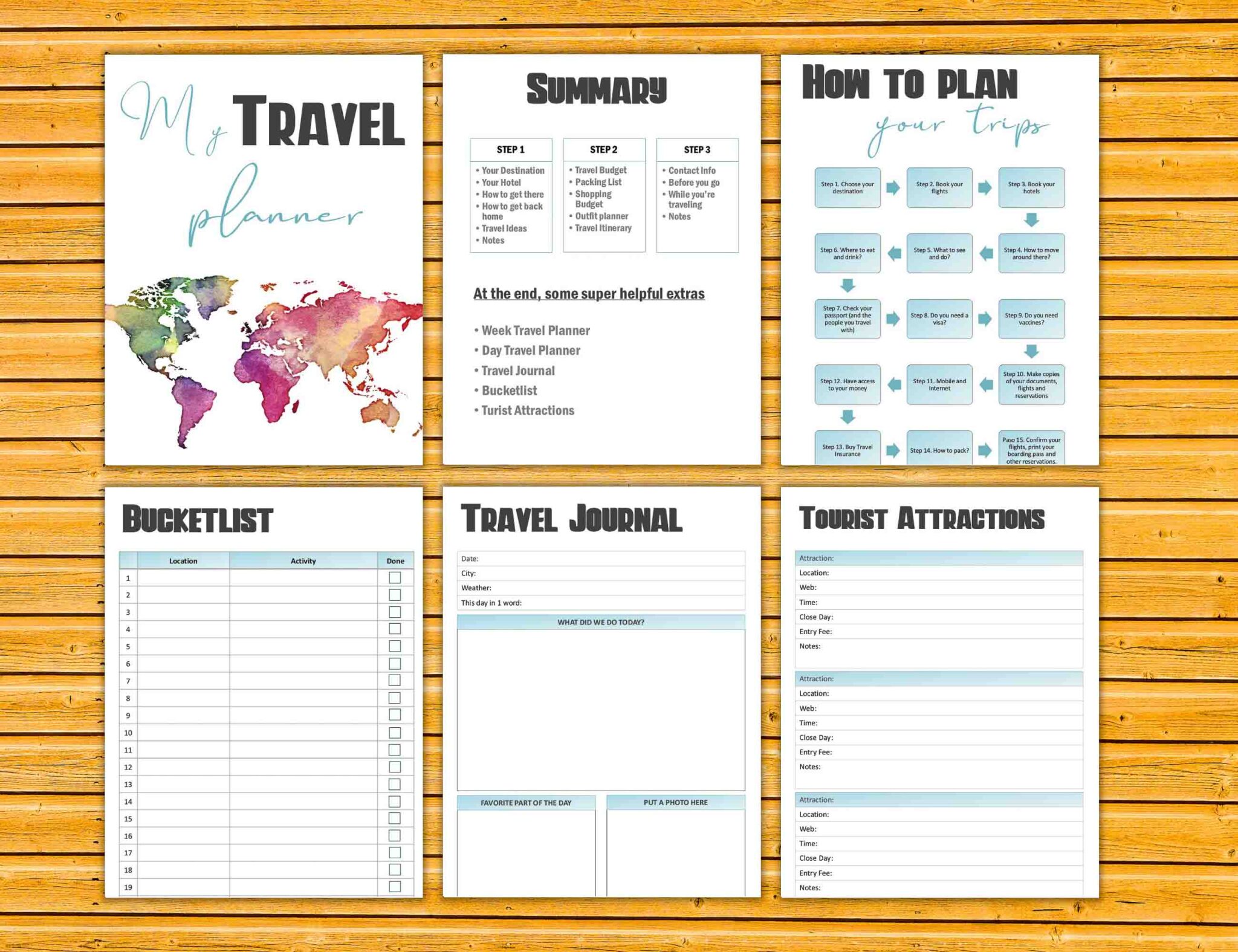 Printable Travel Planner Green Touristear Travel Shop