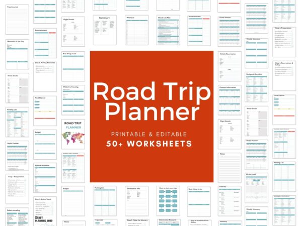 Printable & Editable road Trip planner